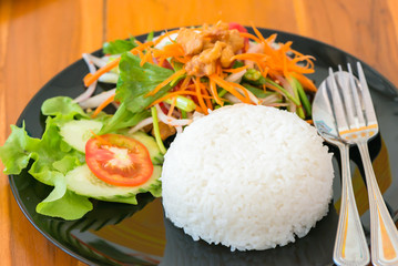 deep fried chicken tendons with rice