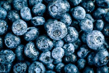 Heap of tasty ripe blueberries close up