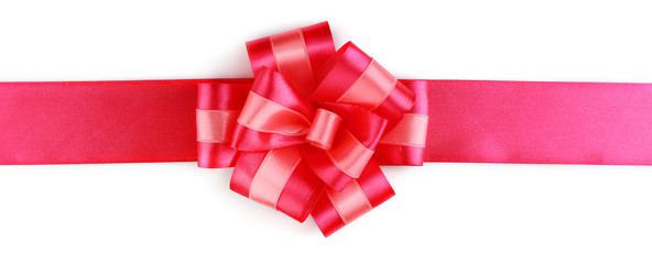 Pink ribbon bow isolated on white