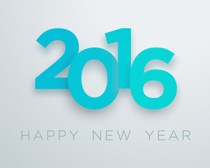 2016 Happy New Year Blue Vector With 3d Drop Shadow Design 2
