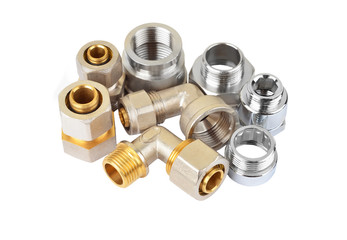 Set of plumbing fitting, isolated on white background