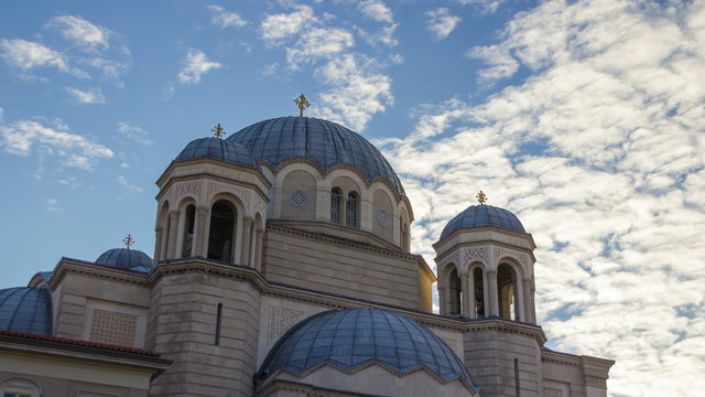 Time lapse of an ortodox church with blue sky