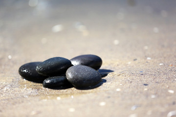 Pebbles on seashore