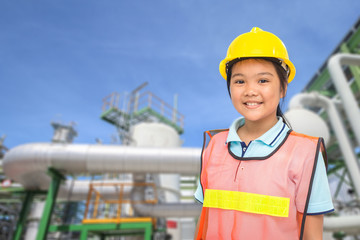 Children with Petroleum plant background