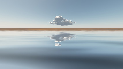Single cloud floats on the horizon