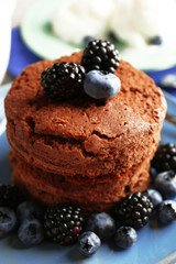 Cake with berries closeup
