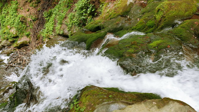 

Waterfall in mountain wood top  panorama view. 4K 3840x2160
