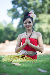 asian women in traditional costume of thailand southeast asia