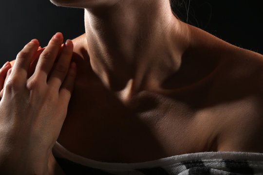 Woman's decollete zone closeup