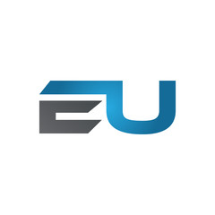 EU company linked letter logo blue