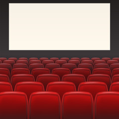 Red seats with blank screen