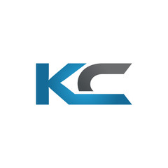 KC company linked letter logo blue