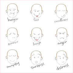 Face Smile Emotions Sketch Hand Draw Head Vector