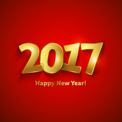 Golden 2017 Happy New Year sweet greeting card