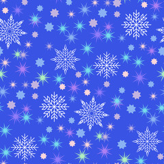 Fototapeta na wymiar Vector Christmas seamless pattern with snowflakes and stars