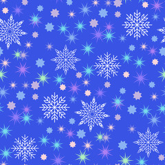 Vector Christmas seamless pattern with snowflakes and stars