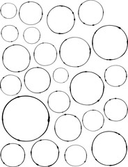 hand-drawn liquid line circle shapes over white