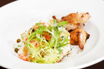 Russian salad with quail