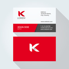 K Letter Logo Modern Simple Abstract. Corporate Business card design template