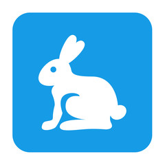 Icono plano conejo cuadrado azul #1