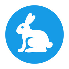 Icono plano conejo redondo azul #2