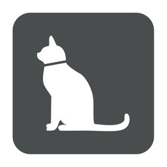 Icono plano gato cuadrado gris #1