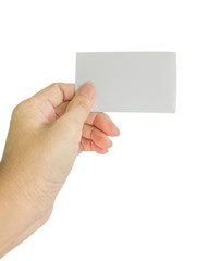 concept photo of hand hold business card, credit card or blank p