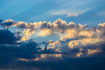 The sky with orange clouds, sunset