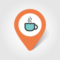 Cap of Tea or Coffee map pin icon