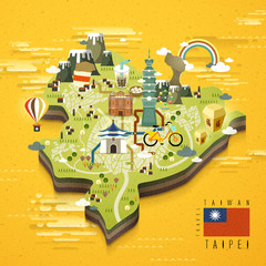 Naklejka premium Taipei travel map
