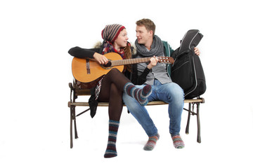 Naklejka premium Freunde machen zusammen Musik