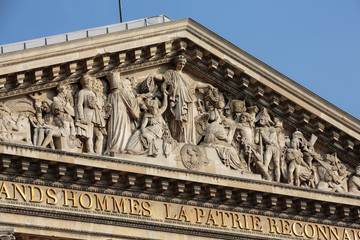 Paris - The pediment of Pantheon.  Construction of the building started in 1757 and was finished in 1791