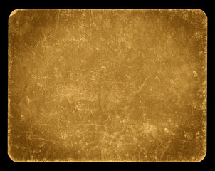 Vintage banner or background isolated on black with clipping path, rich grunge texture, antique paper mounted onto cardboard, suitable for Photoshop blending purposes, hi res. - 93811837