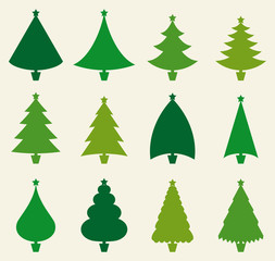 Christmas tree green color set.