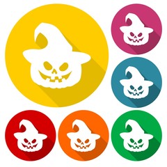 Halloween icons with long shadow