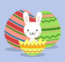 Easter rabbit and egg on light blue background 2