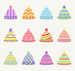 Knitted hats and pompom.