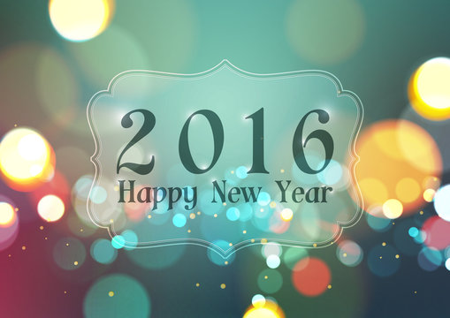 Happy New Year 2016 on Bokeh Light Vintage Background