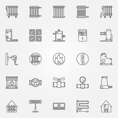 Home heating icons set