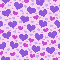 Purple and Pink Hearts Tile Pattern Repeat Background