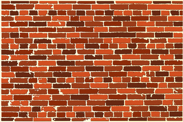 Vector texture of brown realistic old brick wall with shadows. Vector illustration
