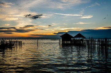 Sea on a beautiful sunset light at Songkhla province, Thailand