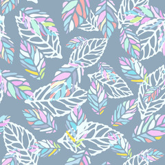 Stock Vector Illustration:
Pattern with autumn leaves. Seamless pattern with elements of flora and cats. 