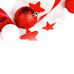 Christmas decorations in snow