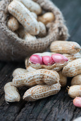 seed peanut on wooden background