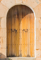 Eingang Bogen Holz Türe Rustikal