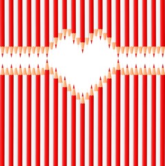 Red and white pencil heart