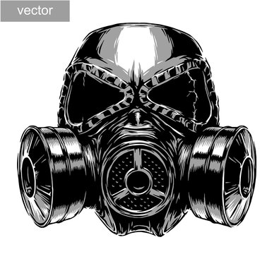 Cyberpunk Anime Girl Gas Mask Military Stock Vector (Royalty Free