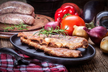 Smoked pork ribs.
