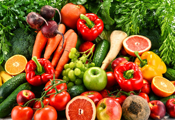 Composition with a variety of organic vegetables and fruits